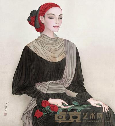 冯长江 红玫瑰 镜心 90×82cm