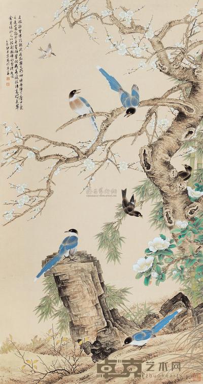 刘紫岗 2012年作 喜上眉梢 镜心 173×91cm