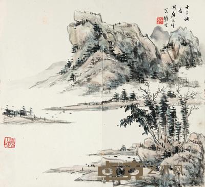 旷叟 江边 册页 30×32cm