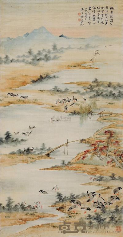 吴青霞 芦雁 镜心 132×68cm