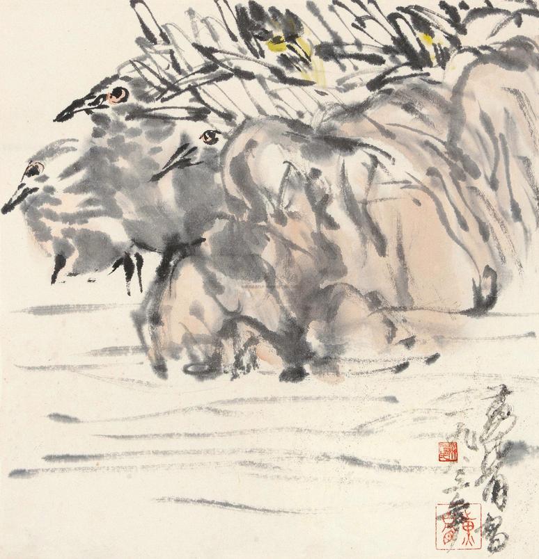 黄胄 芦鹰 镜片