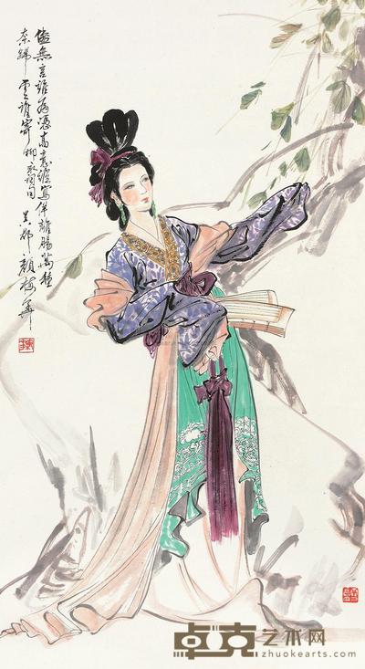 颜梅华 仕女 镜心 88×47cm