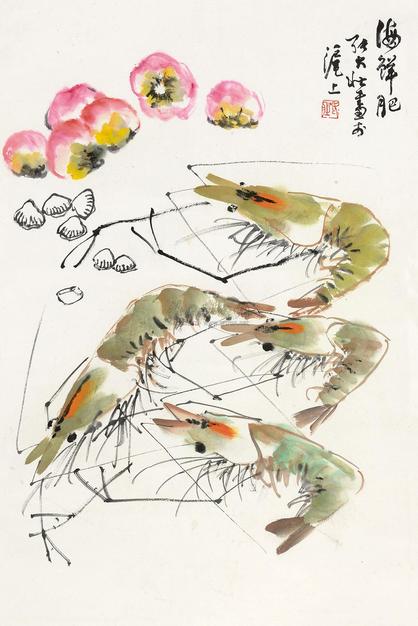 张大壮 海鲜肥 立轴