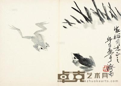 娄师白 双蛙 镜框 30×43cm