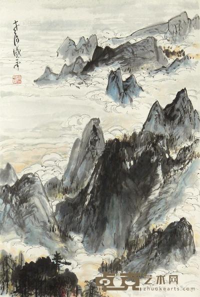 晏济元 云山图 立轴 70×46cm