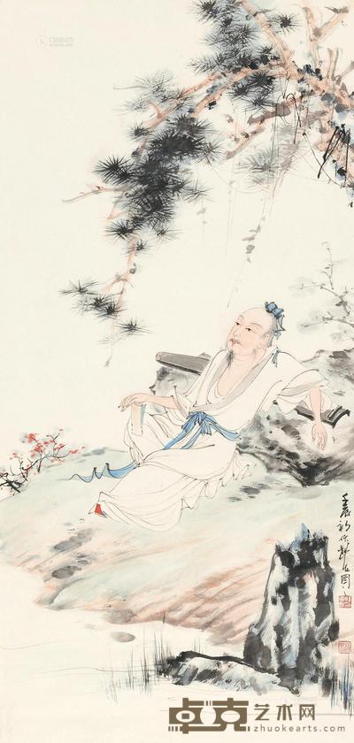 韩云郎 松下高士 镜心 100×48cm