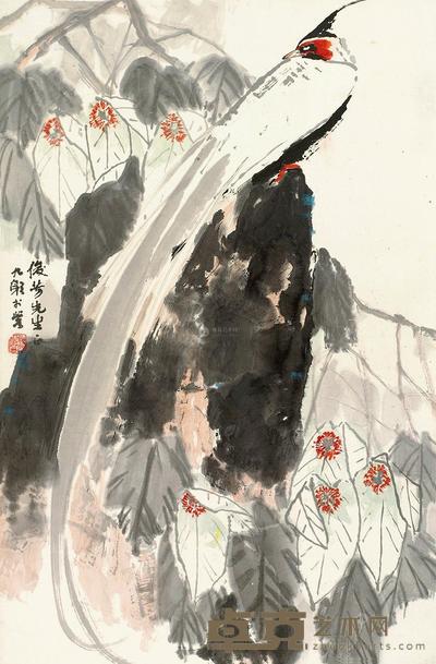 李琼久 栖禽图 镜心 68×45cm