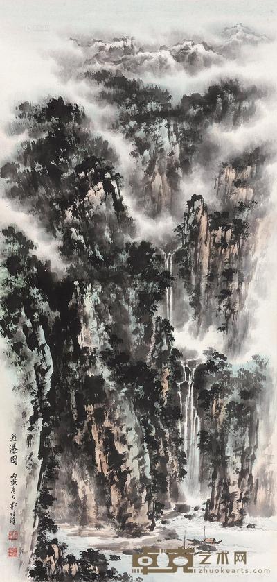 郭传璋 飞瀑图 立轴 131×63cm