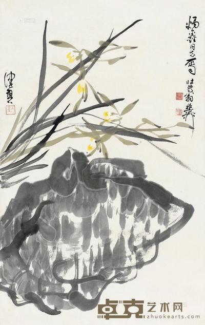 陈佩秋 兰石图 立轴 68×42cm