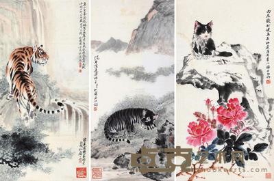 陈莲涛 陈松庆 钱行健 花鸟 （三帧） 册页 69×33cm×2；64×35cm