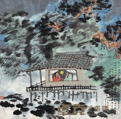 黄永玉 1985年作 唐人诗意图 立轴 68×68cm