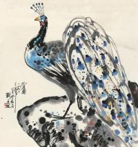刘文西 1996年作 孔雀图 镜心