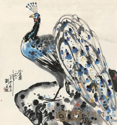 刘文西 1996年作 孔雀图 镜心 96×90cm
