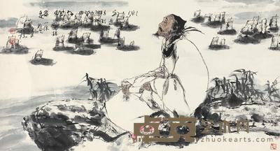 韩国榛 刘禹锡小像 镜心 63×118cm