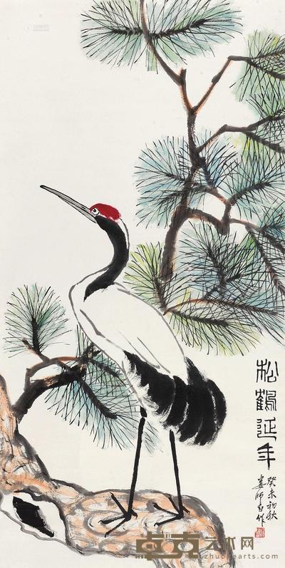 娄师白 2003年作 松鹤延年 镜心 137×69cm