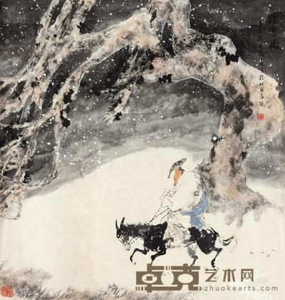 纪清远 1991年作 踏雪图 镜心 68×68cm