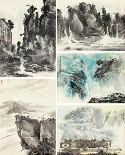 萧增烈 指掌画 （五帧） 镜心 52×38cm×4；53.5×38.5cm