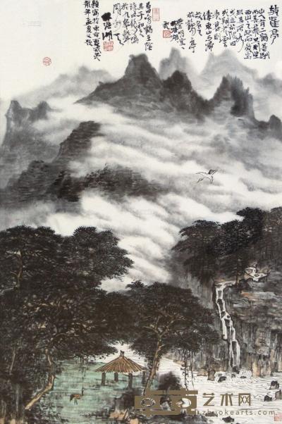 林浩湖 2012年作 放鹤亭 带框 69×45cm