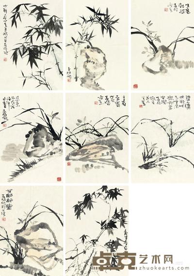 霍春阳 兰竹 （八帧） 镜心 68×49cm×8