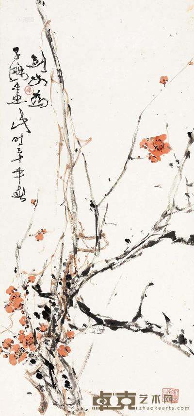 高剑父 山茶花 立轴 80×37cm