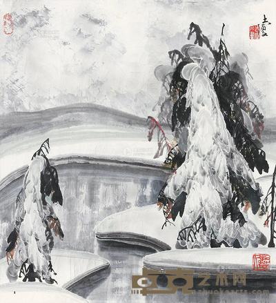 于志学 雪松 立轴 69×63cm