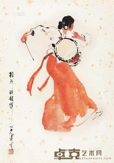 杨之光 朝鲜族鼓舞 镜心 40×28cm