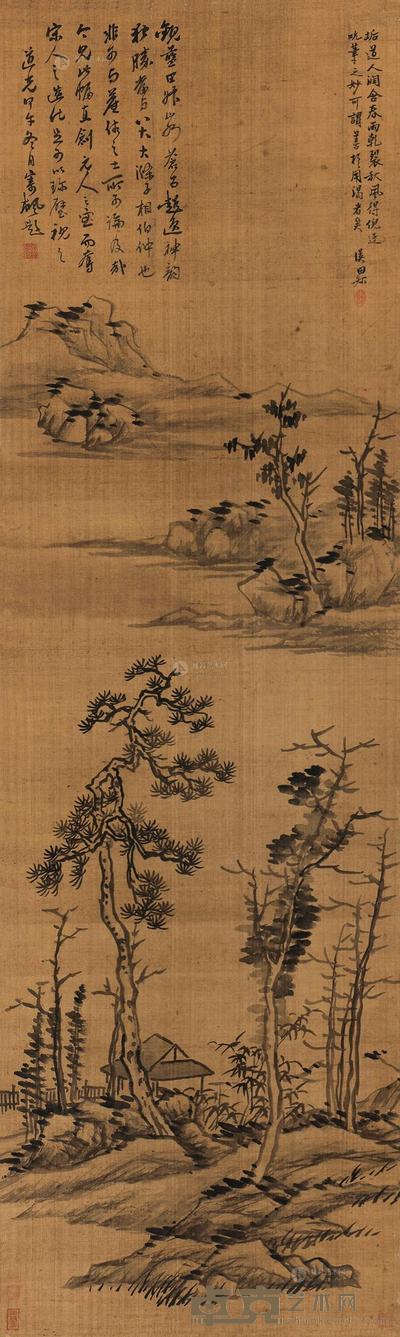 蓝瑛 拟垢道人山水 立轴 132×39cm