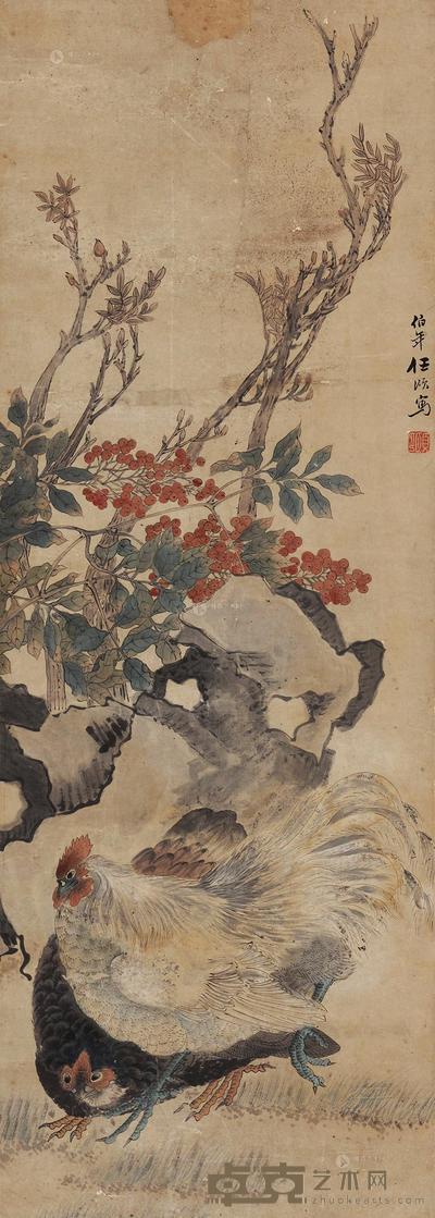 任伯年 双喜 立轴 111×39cm