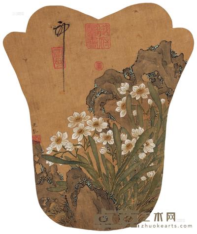 方光胤 水仙奇石 立轴 32×28cm