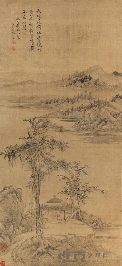 恽寿平 临元人山水 立轴 81×37cm