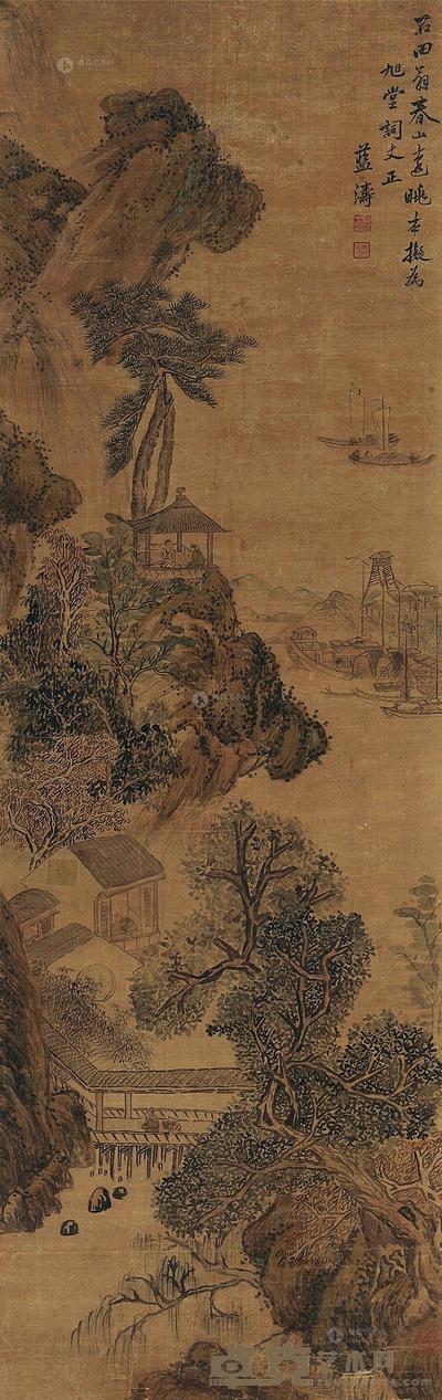 蓝涛 春山远眺图 立轴 148×47cm