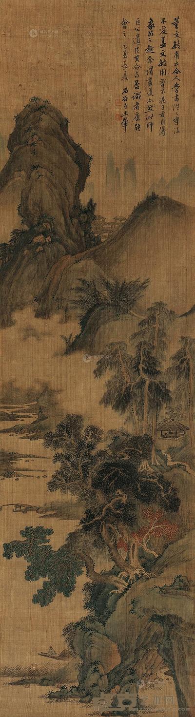 王翚 夏山渔隐图 立轴 132×36cm