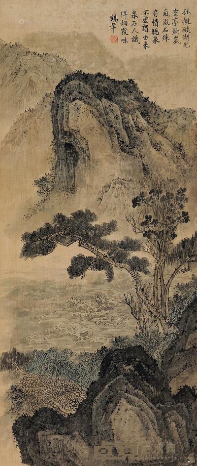 朱鹤年 松峦高秋 立轴 80×34cm