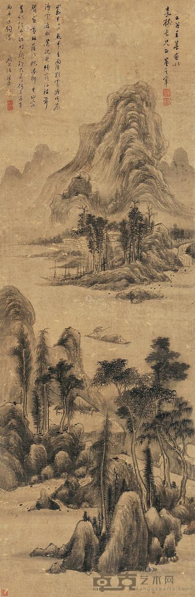 董其昌 渔舟唱晚 立轴 134×44cm