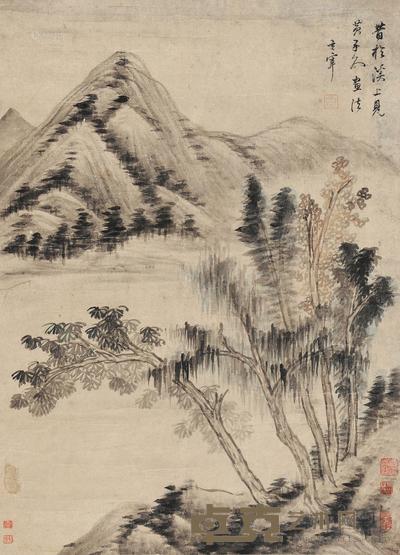 董其昌 仿黄子久山水 镜框 66×47cm