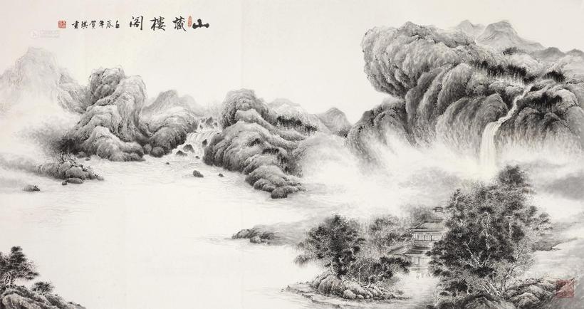 高贺琪 2012年作 山藏楼阁 镜心