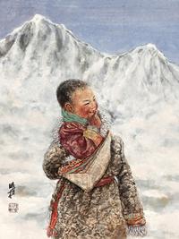 孙晓材 雪山雏鹰 镜心