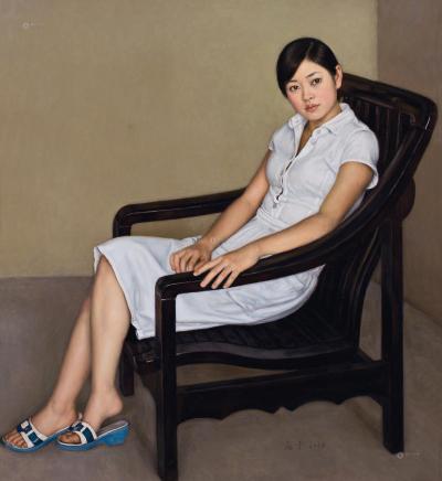 杨飞云 2005年作 白衣黑椅