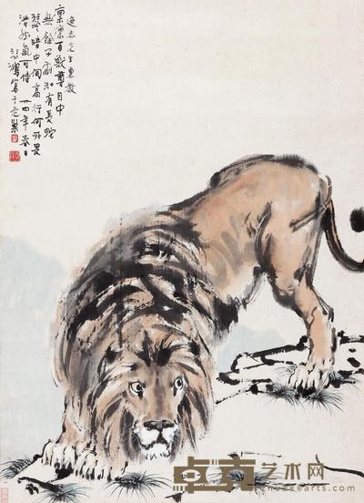 徐悲鸿 1935年作 雄狮猛醒 镜心 112×81cm