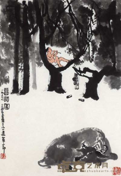 李可染 1958年作 暮韵图 镜心 67×46cm