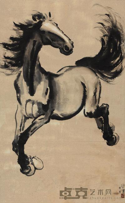 徐悲鸿 1944年作 飞腾 镜心 100×60cm