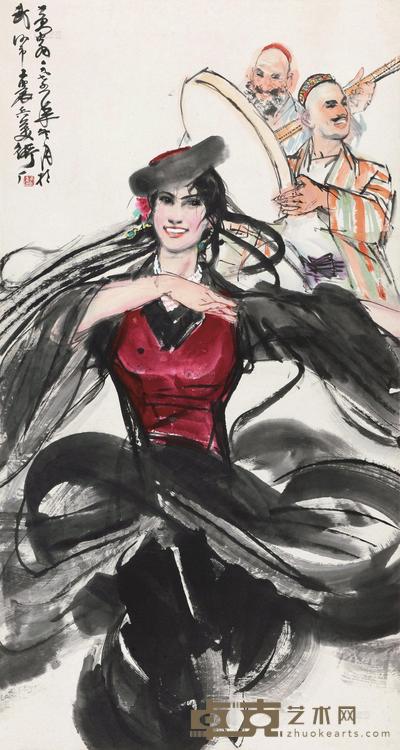 黄胄 1975年作 于阗歌舞 镜心 176×96cm