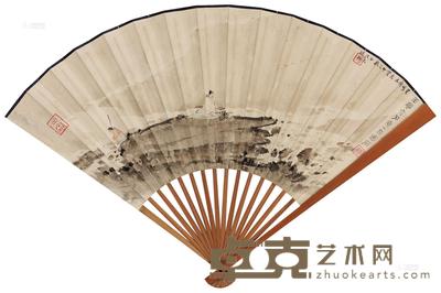 傅抱石 1962年作 平沙落雁 成扇 19×47cm