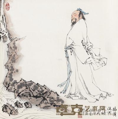 范曾 1982年作 临清流而赋诗 立轴 69×69cm