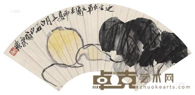 齐白石 1932年作 葫芦 扇面 18.5×52cm