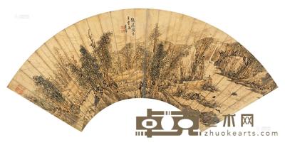 王建章 观瀑图 扇面 16×49.4cm