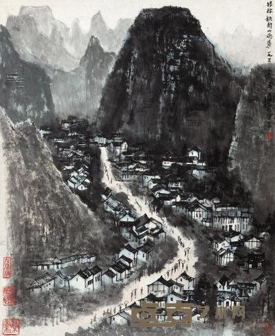 李可染 1959年作 桂林铁封山雨景 立轴 55×45cm