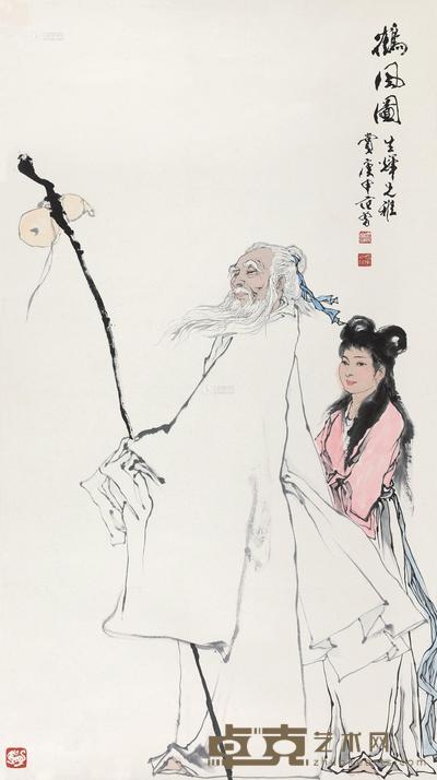 范曾 1980年作 鹤风图 镜心 151×82cm