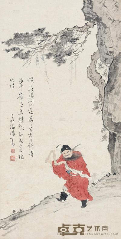 溥儒 1951年作 钟馗踏歌图 立轴 84×43cm