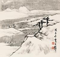 黄君璧 雪景 镜框